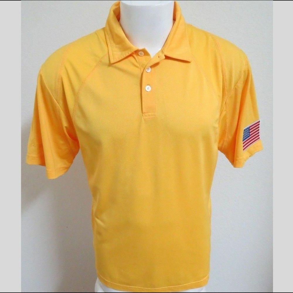 Sz M Yellow Ping Usa Mens Polyester #EE Golf Polo